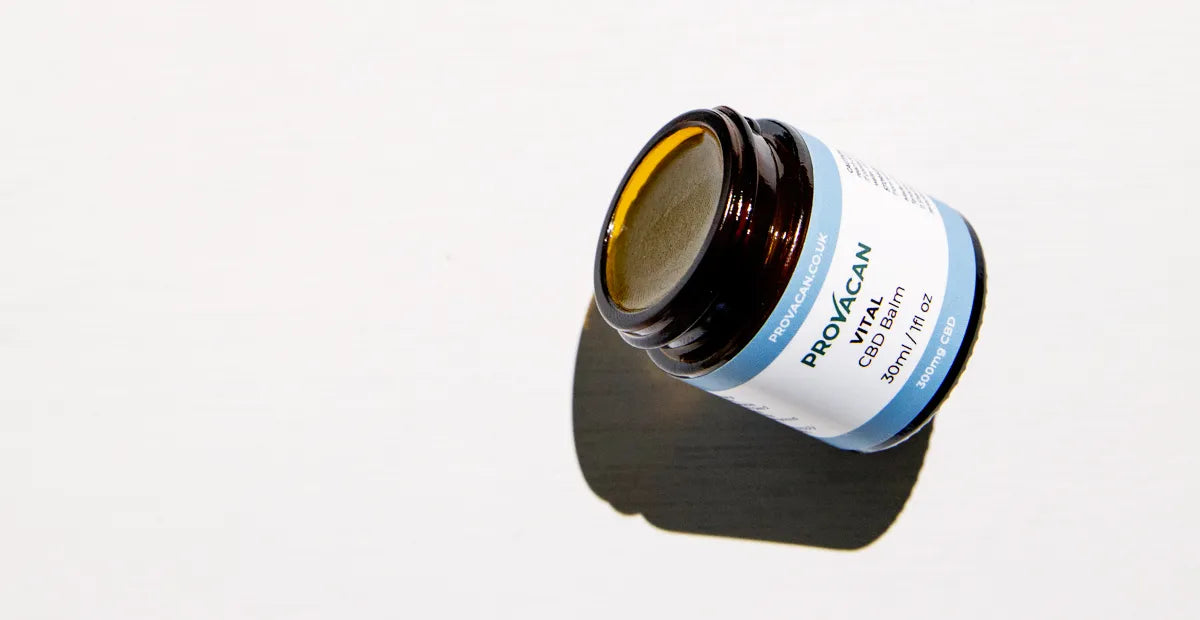 Provacan Vital 300mg CBD / 1% CBD Balm jar opened