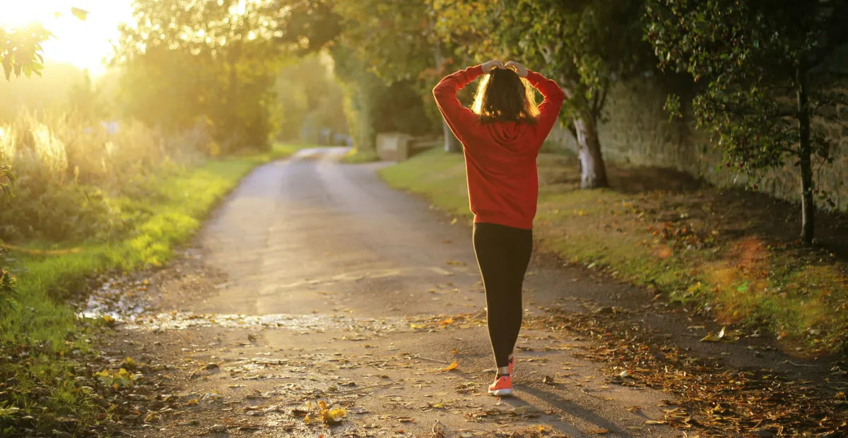 Provacan Natural Stress Relief: Person exercising on a forest path