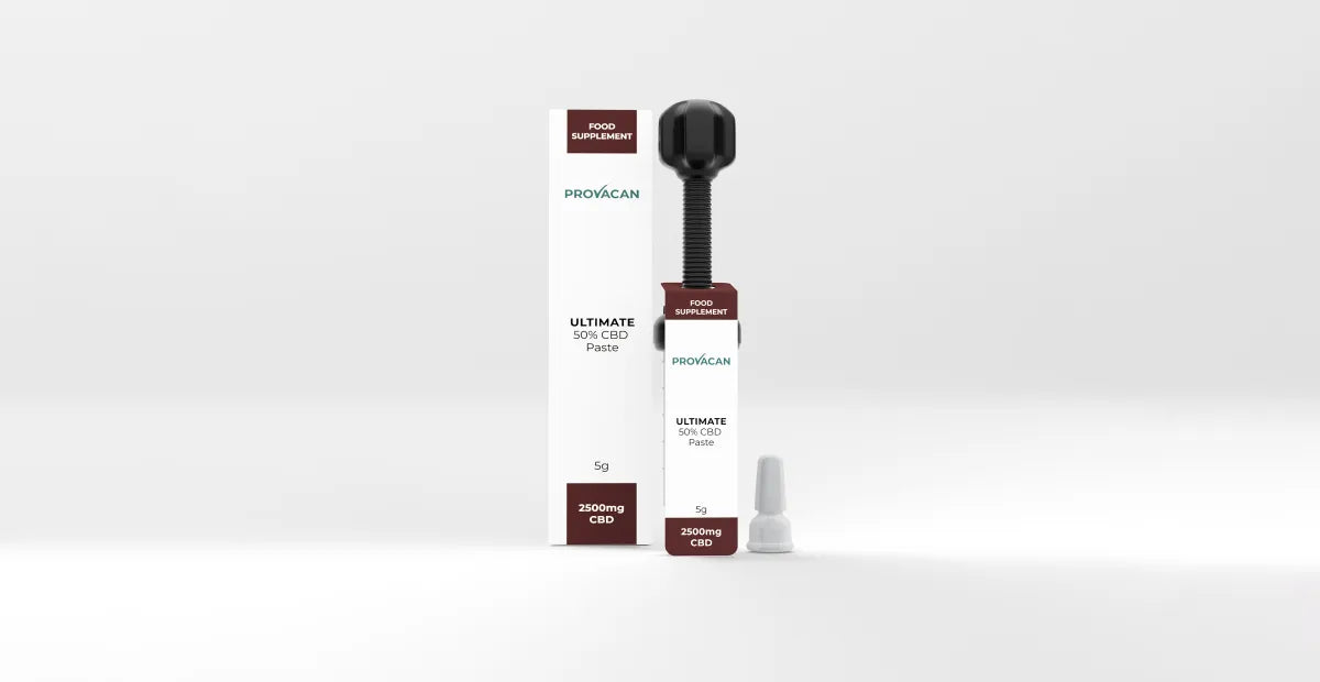 Provacan Ultimate CBD Oil Paste | 2500mg / 50% CBD, 5g on a light grey background