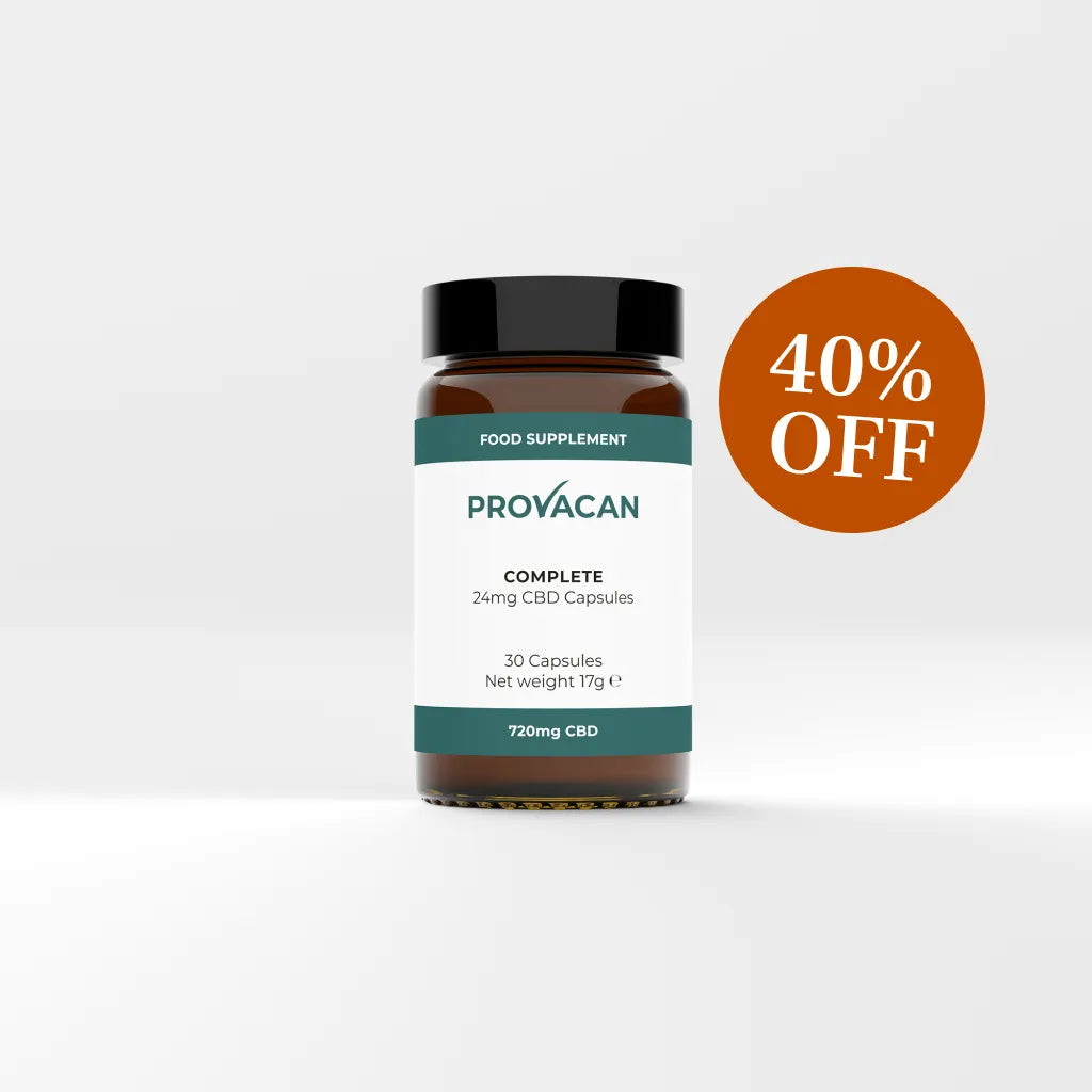 Provacan Mother's Day exclusive Prepaid 3-month subscription of Complete 24mg capsules with an orange 40% off roundel