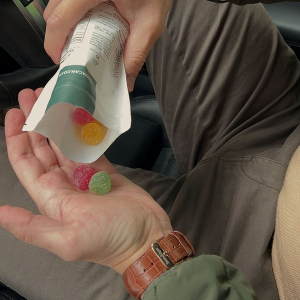 Man serving himself some Provacan CBD Gummies in his hand