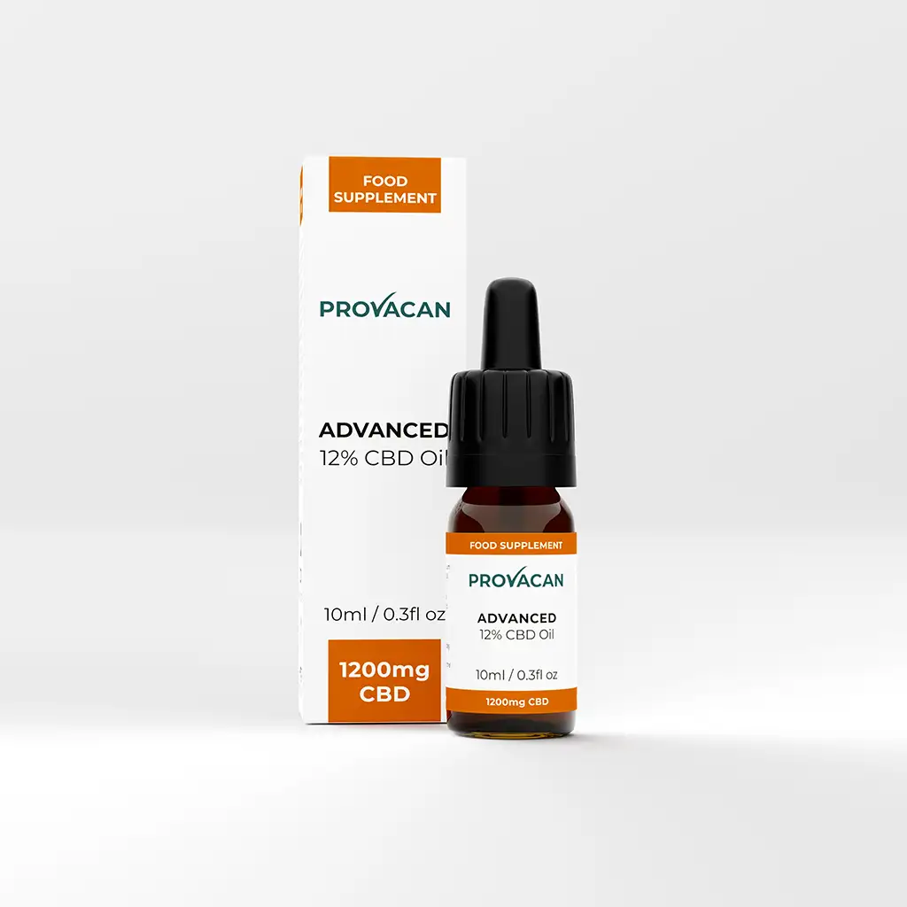 Bottle of Provacan Advanced 12% CBD Oil with box