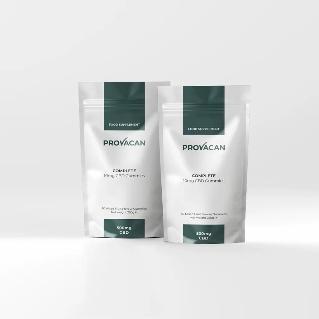 Two packs of Provacan Complete CBD Gummies together