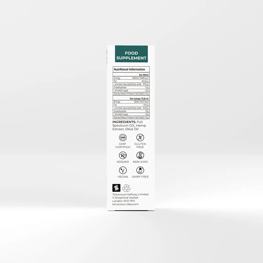 Back of Bottle of Provacan Complete 6% CBD Oil box with nutritional information, ingredients and certifications. 

Ingredients: Full Spectrum CO2 Hemp Extract, Olive Oil

Certifications:
GMP Certified
Gluten Free
Kosher
Non-GMO
Vegan
Dairy-Free 