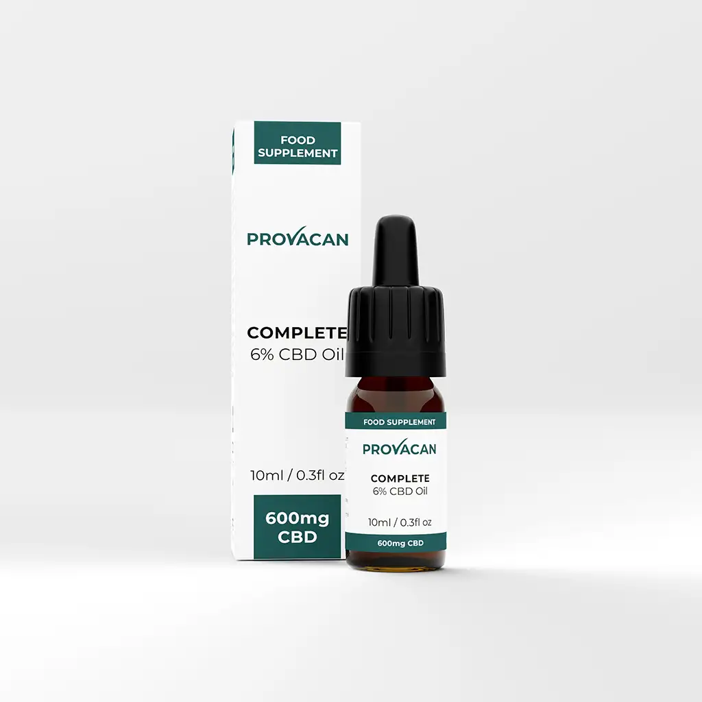 Bottle of Provacan Complete 6% CBD Oil with box