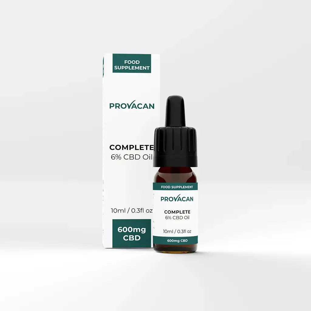 Bottle of Provacan Complete 6% CBD Oil with box