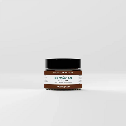Jar of Provacan Ultimate CBD Isolate Powder 1000mg CBD